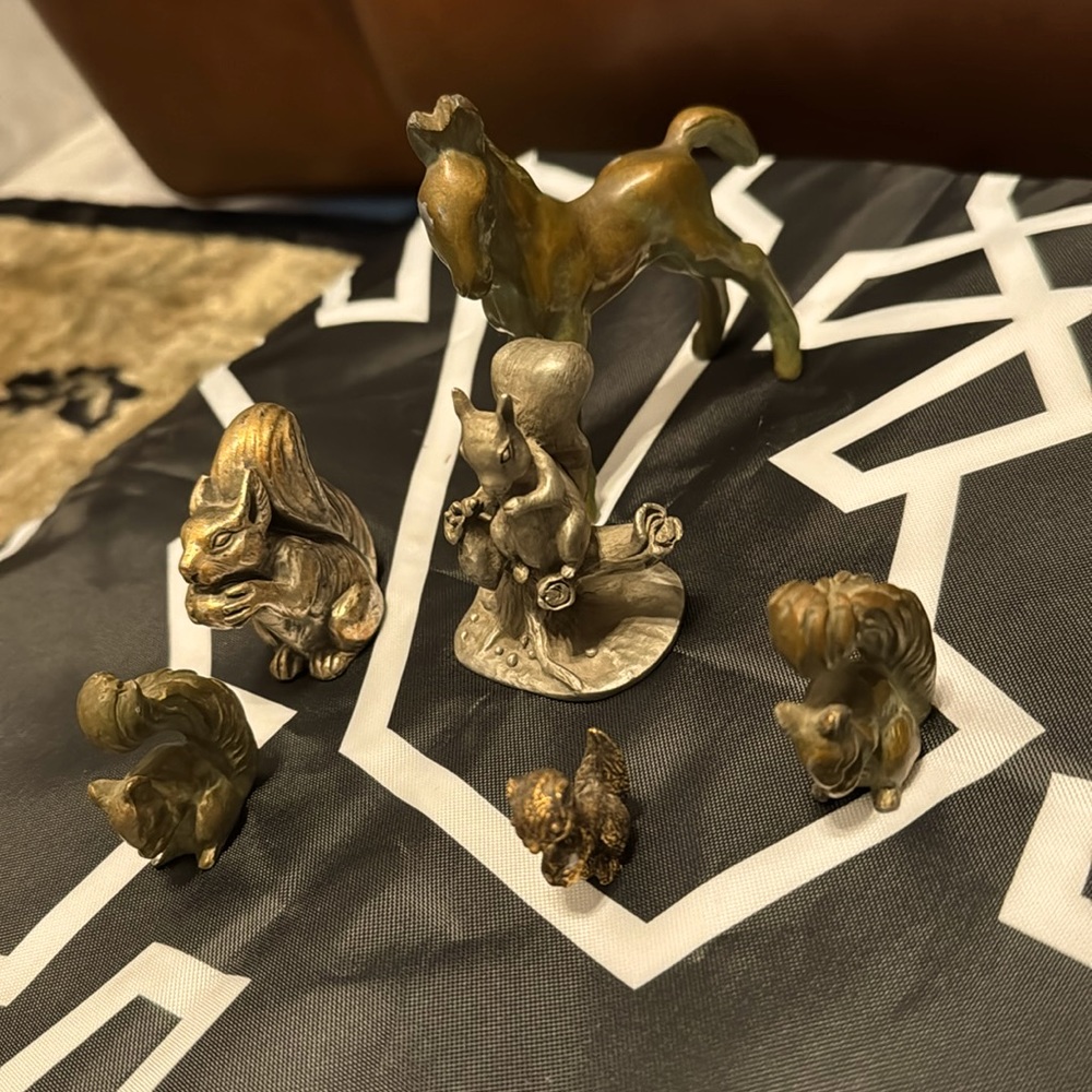 Vintage Pair Squirrel , horse Bronze Brass miniature etc.Bundle!